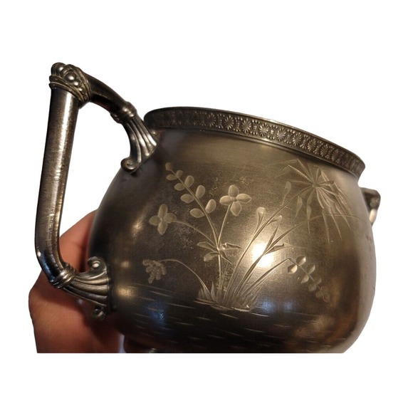 Vintage James W Tufts Vintage Sugar Bowl Quadruple Plate - Picture 2 of 14